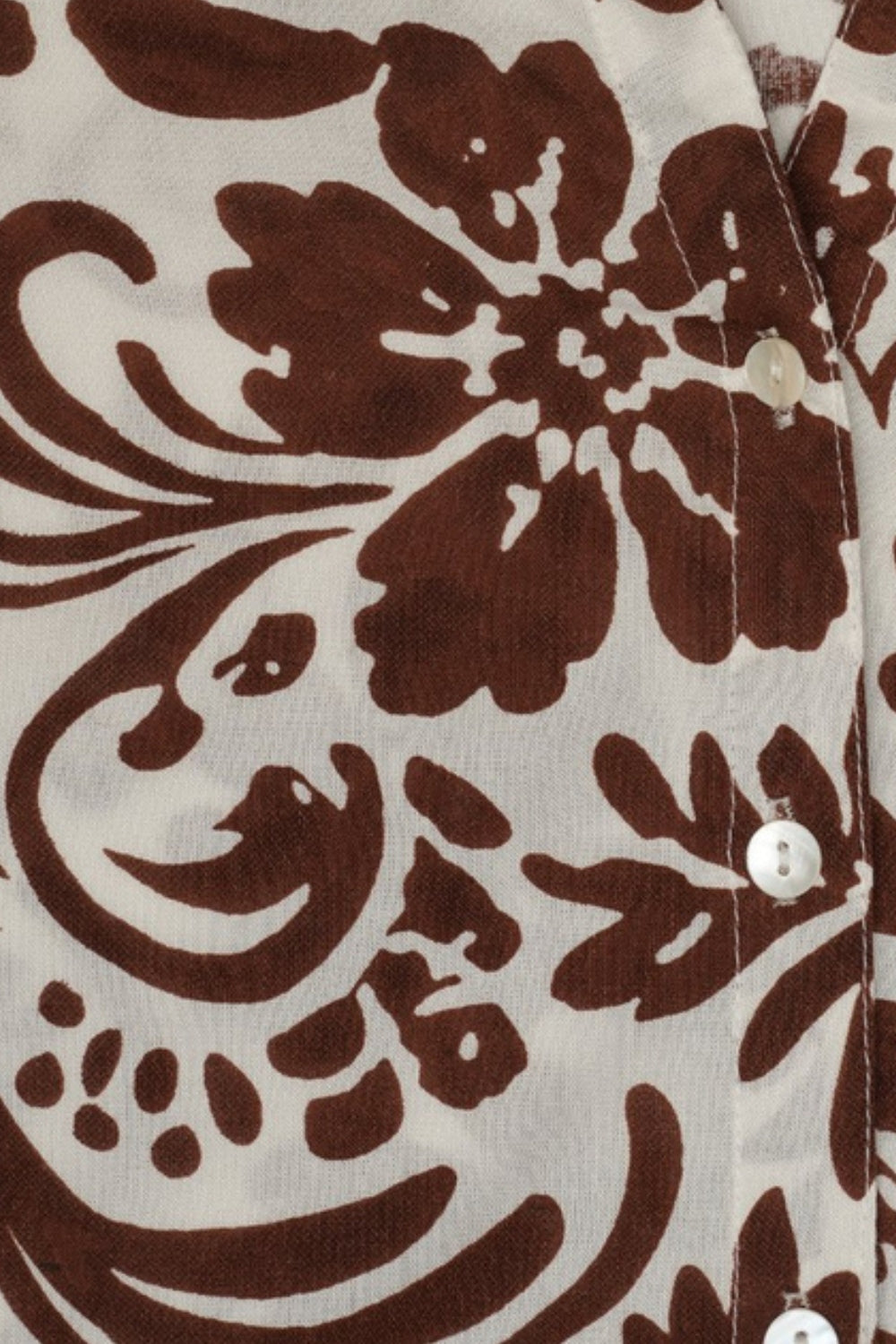 Womens Brown Floral Print Mandarin Collar Tunic - Image 8