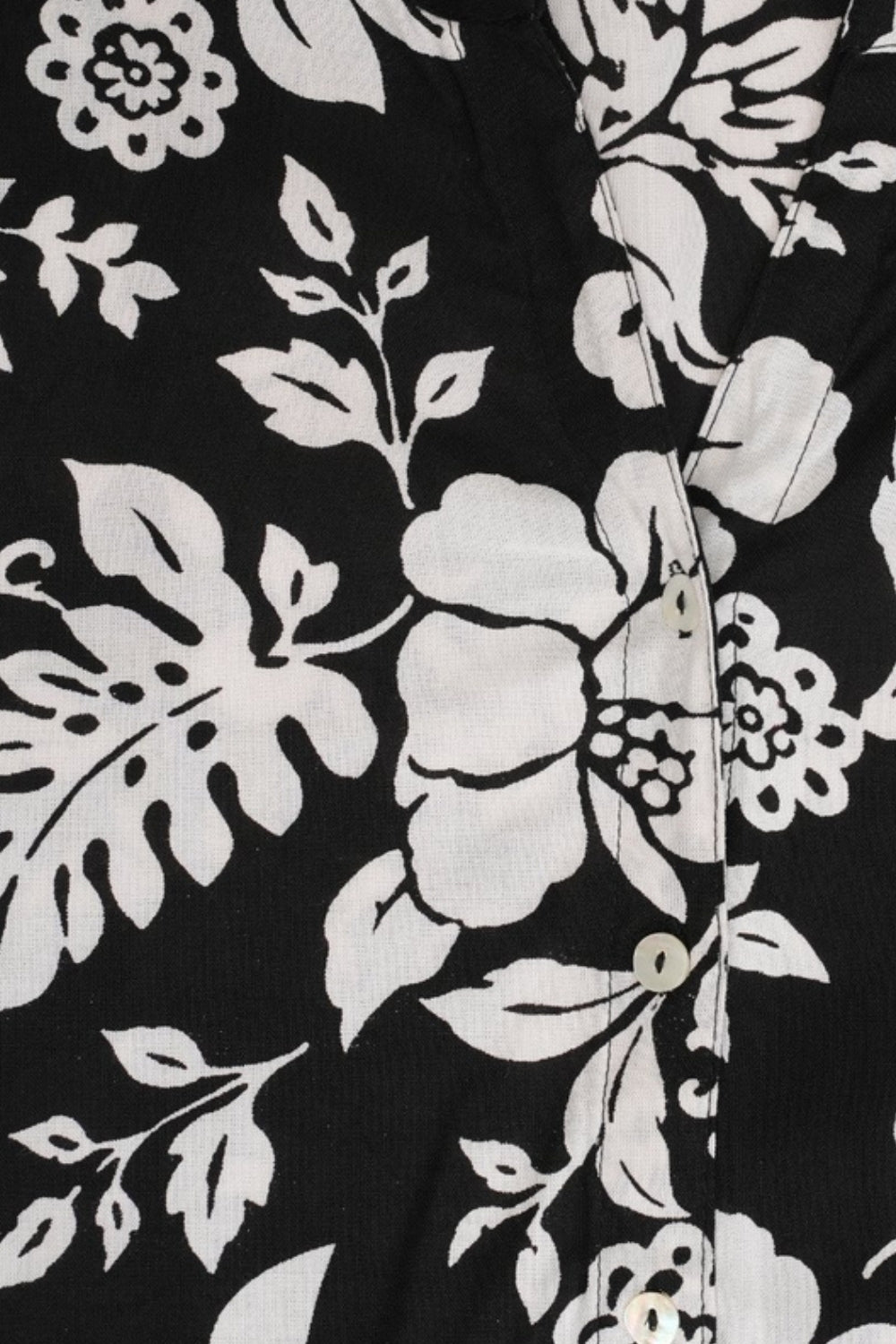 Womens Black Floral Print Mandarin Collar Tunic - Image 6