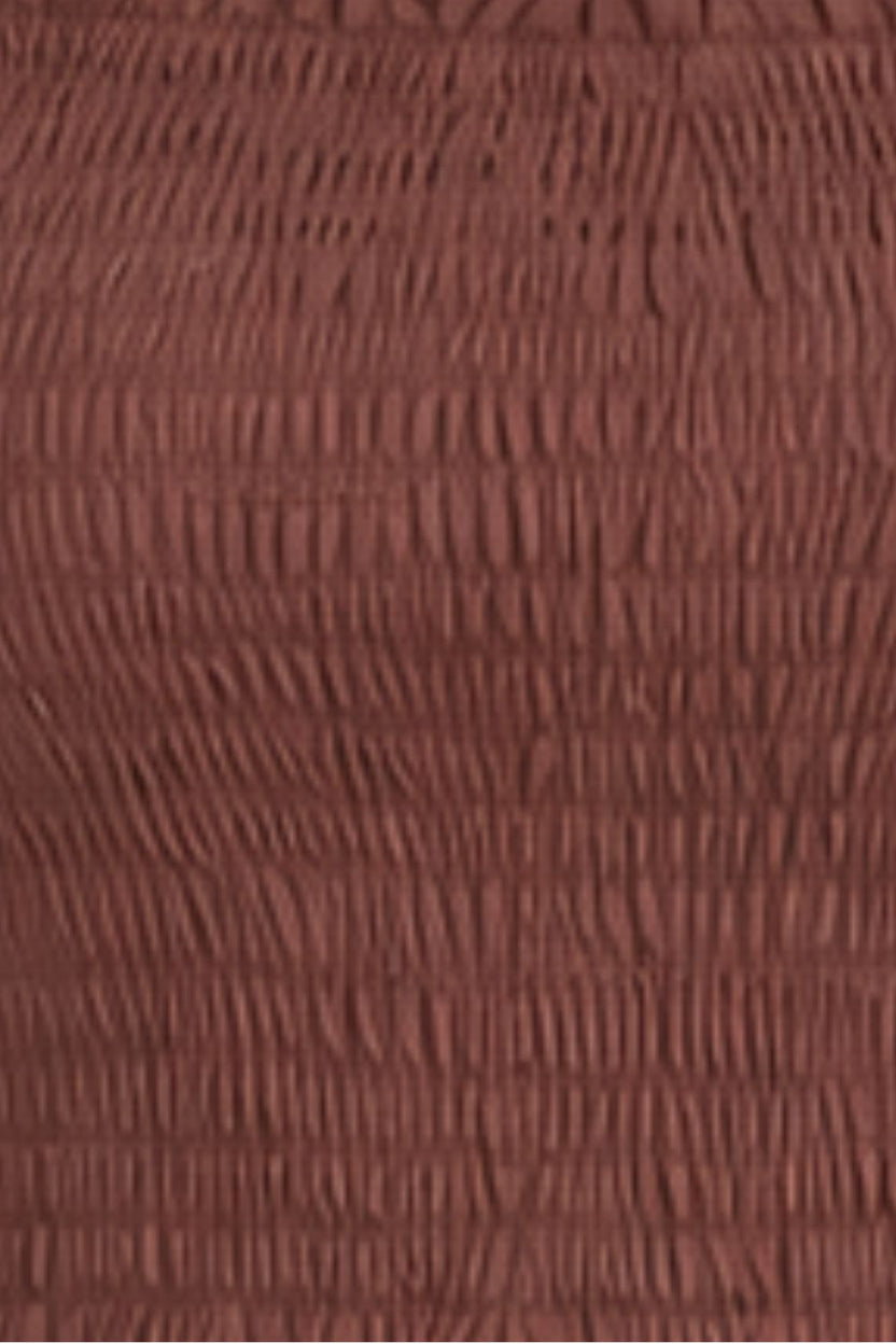 Womens Solid Brown Smocked Tiered Dress - Image 8