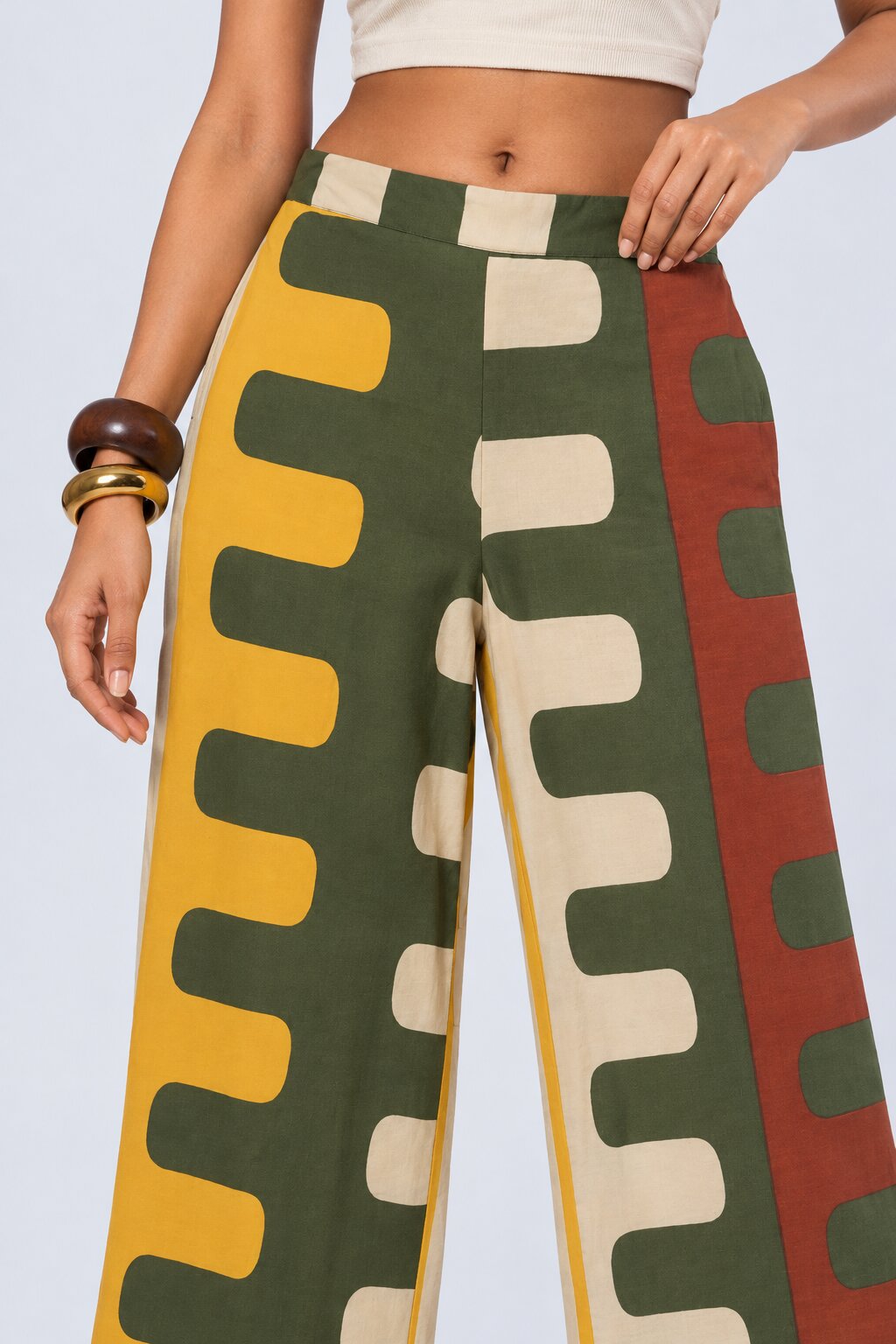 Womens Green Abstract Geometric Print Co-ord Set - Image 2