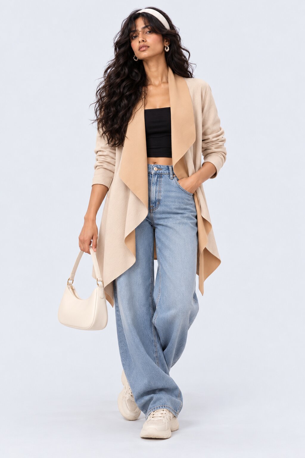 Womens Solid Cream Suede Front Shrug - Image 5