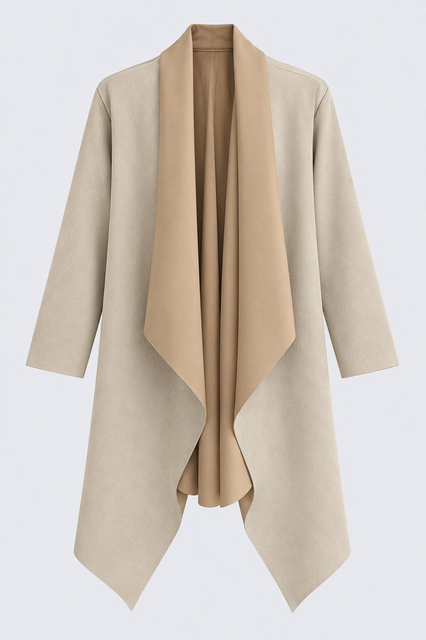 Womens Solid Cream Suede Front Shrug - Image 6