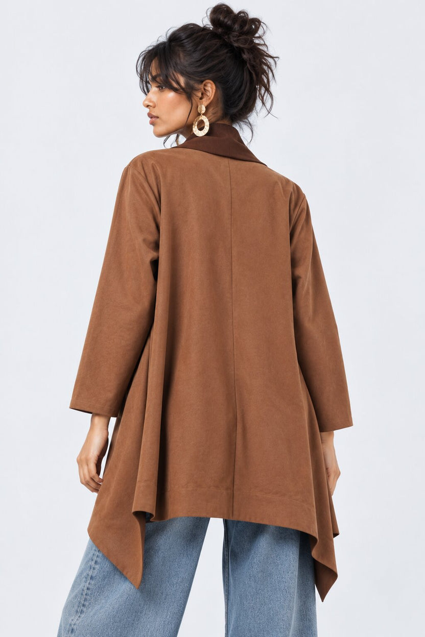 Womens Solid Brown Suede Front Shrug - Image 5