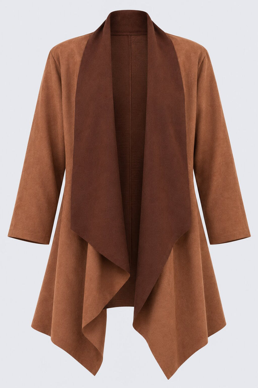 Womens Solid Brown Suede Front Shrug - Image 7