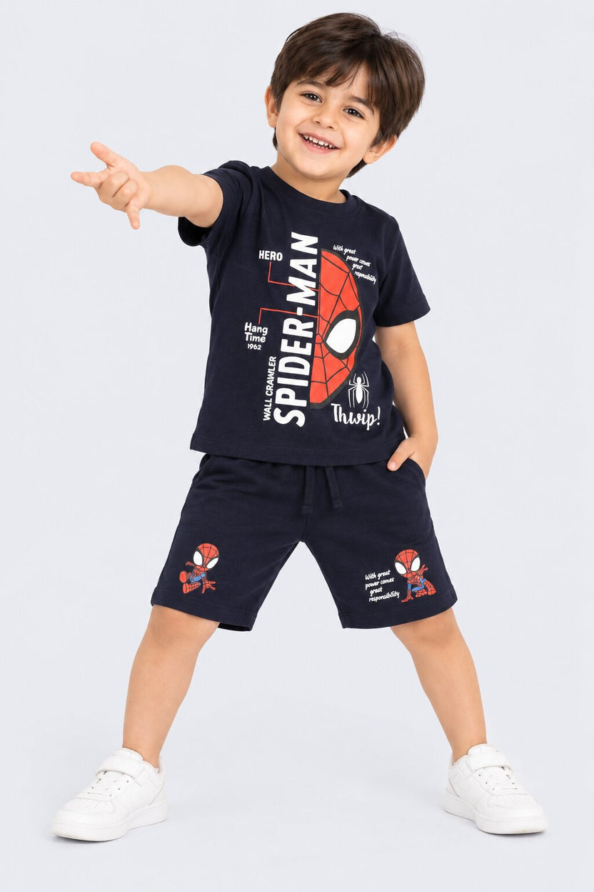 Boys Navy Spider-Man Graphic Print Co-ord Set - Image 1