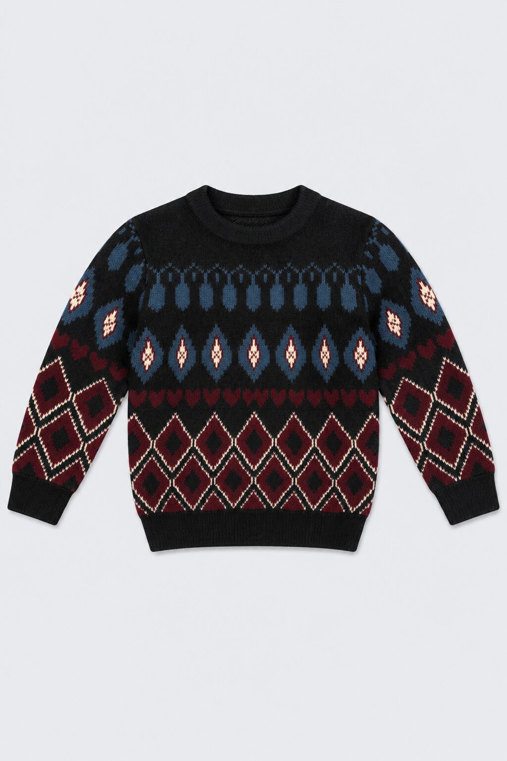 Boys Multi Colored Argyle Diamond Pattern Sweater - Image 2