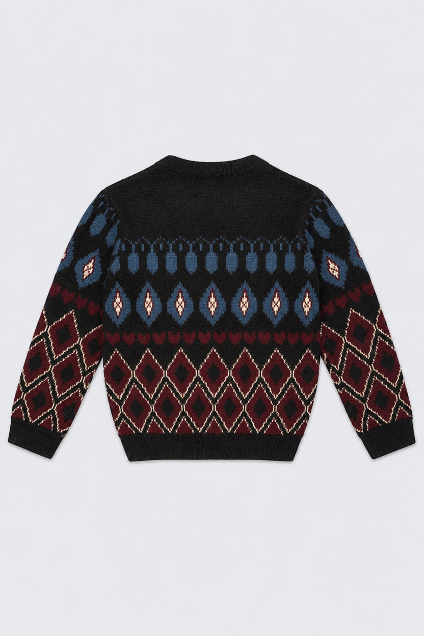 Boys Multi Colored Argyle Diamond Pattern Sweater - Image 4