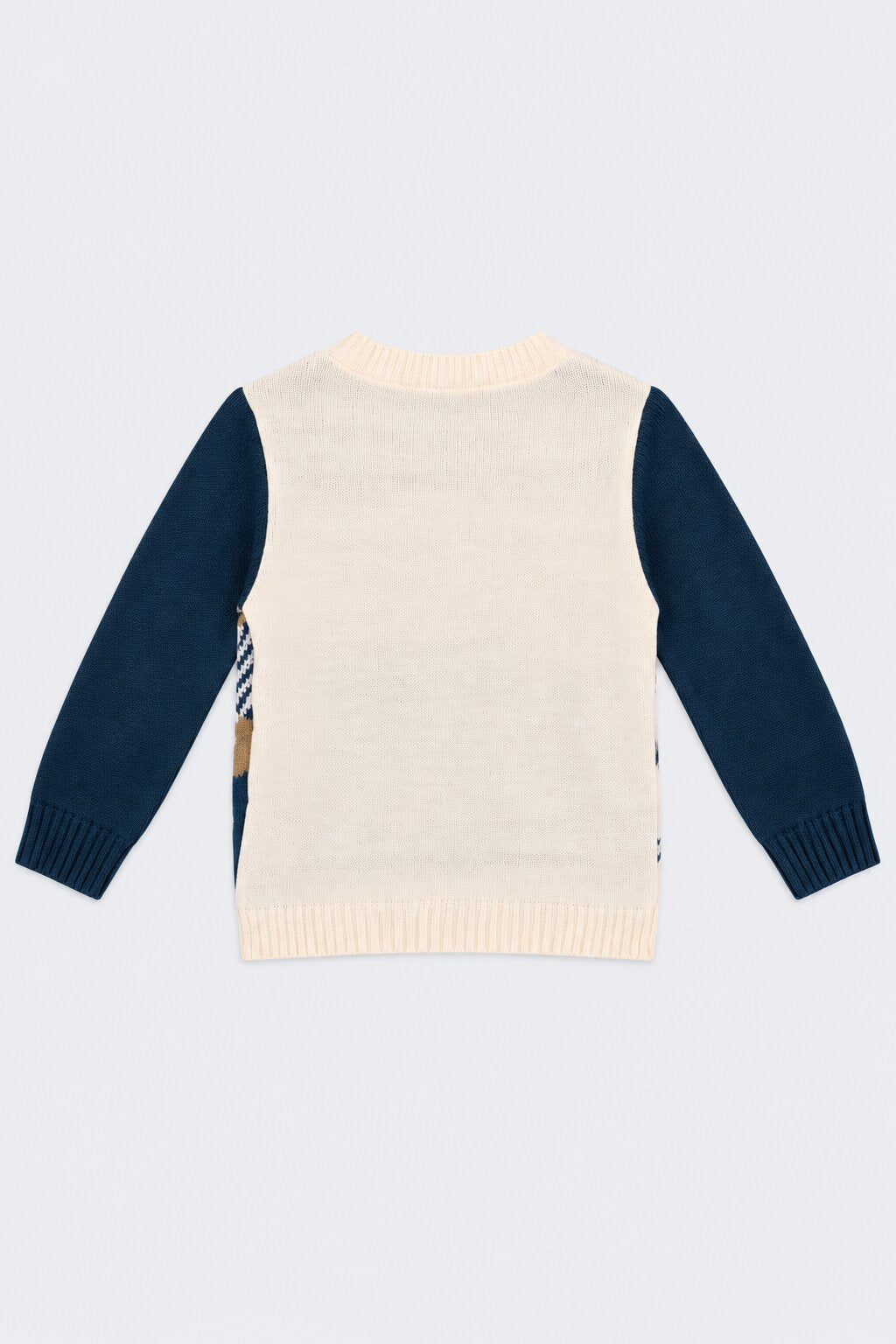 Boys Navy Bear Landscape Intarsia Sweater - Image 4