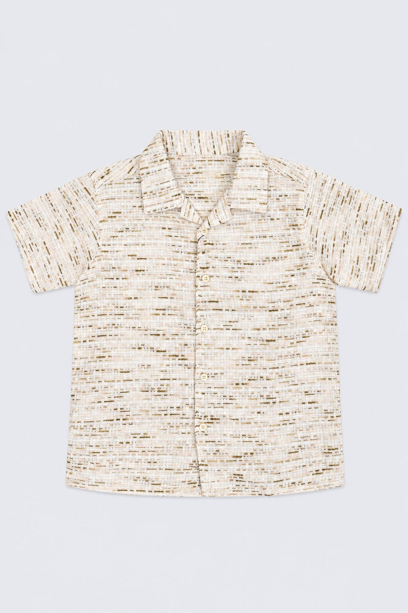 Tweens Boys Cream Textured Cotton Shirt - Image 2