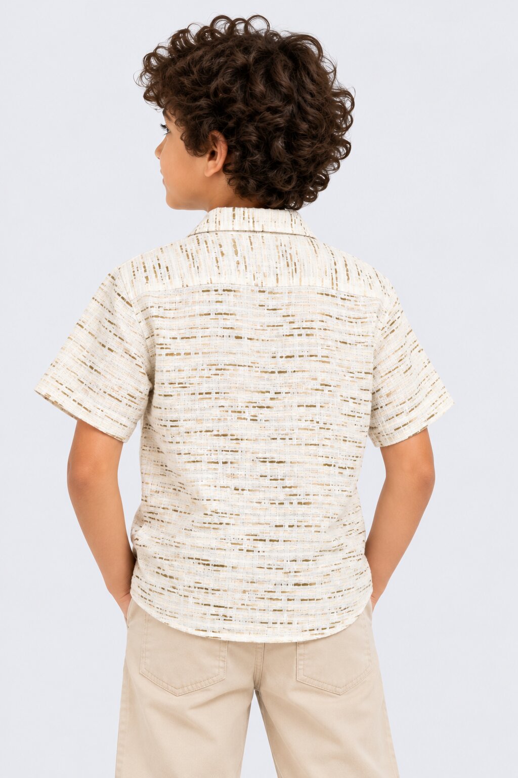 Tweens Boys Cream Textured Cotton Shirt - Image 3