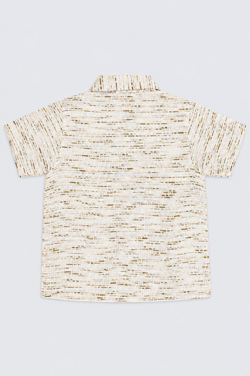 Tweens Boys Cream Textured Cotton Shirt - Image 4