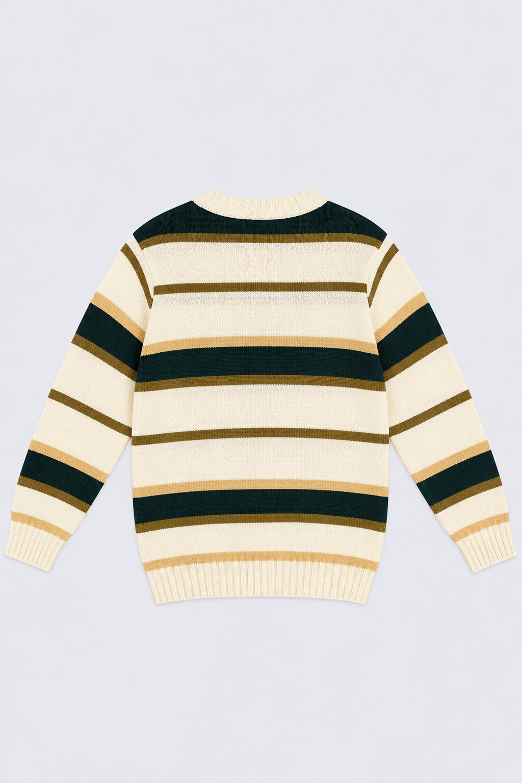 Tweens Boys Cream and Green Striped Sweater - Image 4