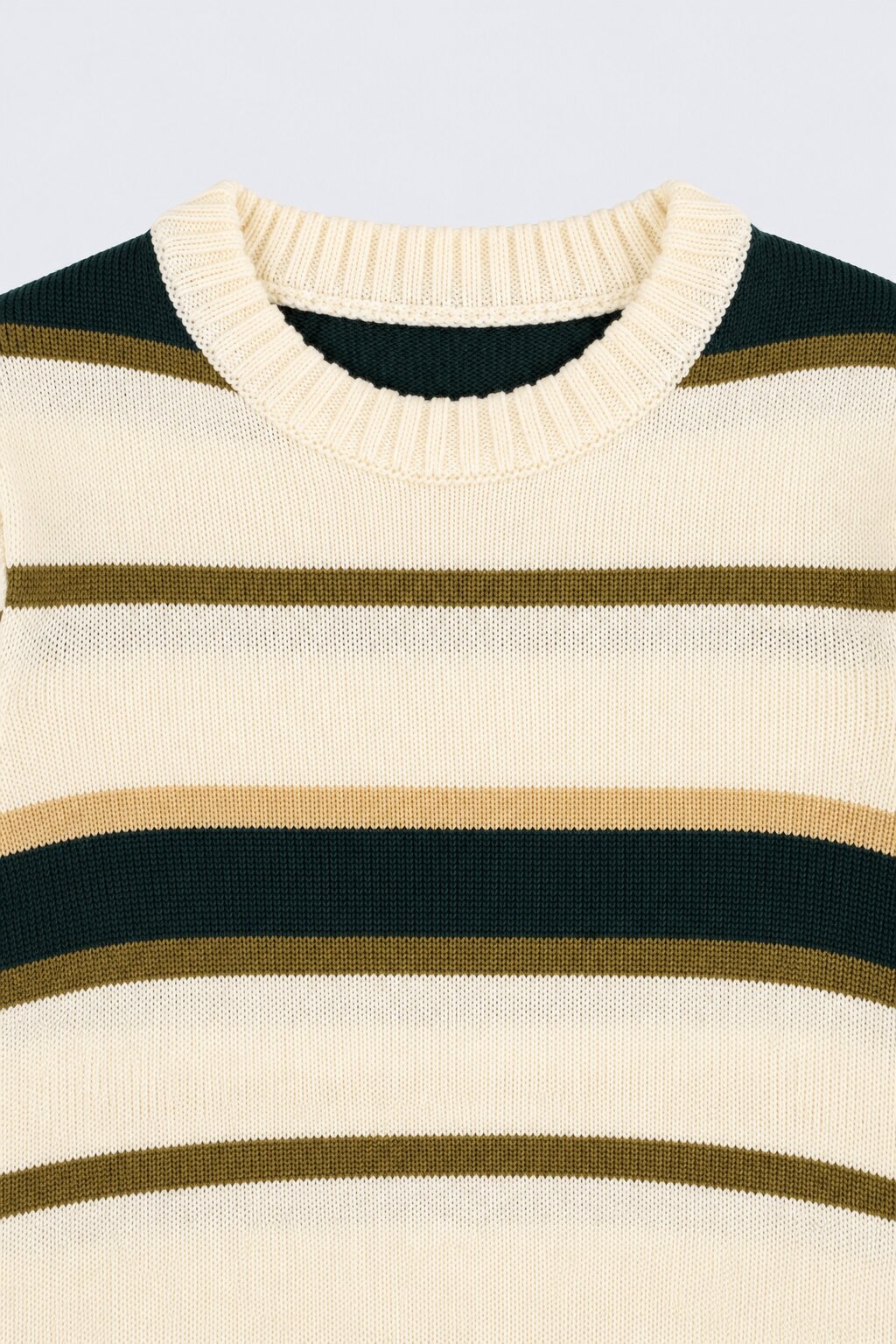 Tweens Boys Cream and Green Striped Sweater - Image 6