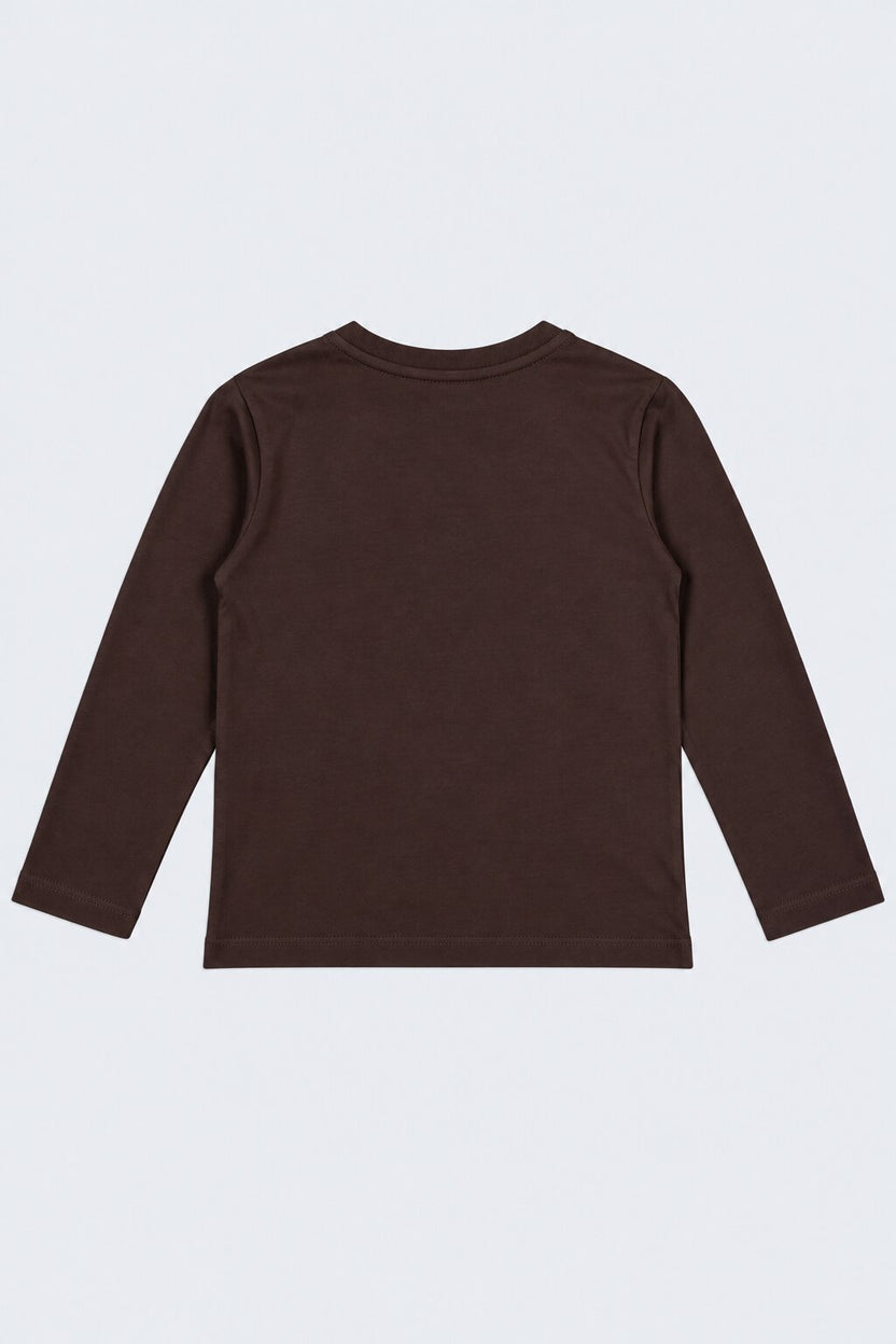 Tweens Girls Brown Typography Print T-Shirt - Image 4