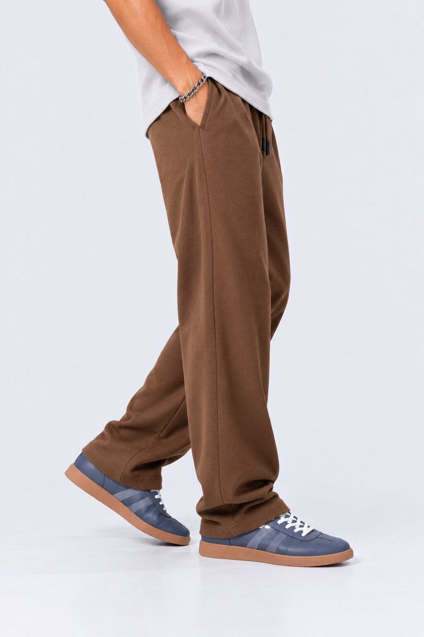 Mens Solid Brown Relaxed Fit Track Pant - Image 2