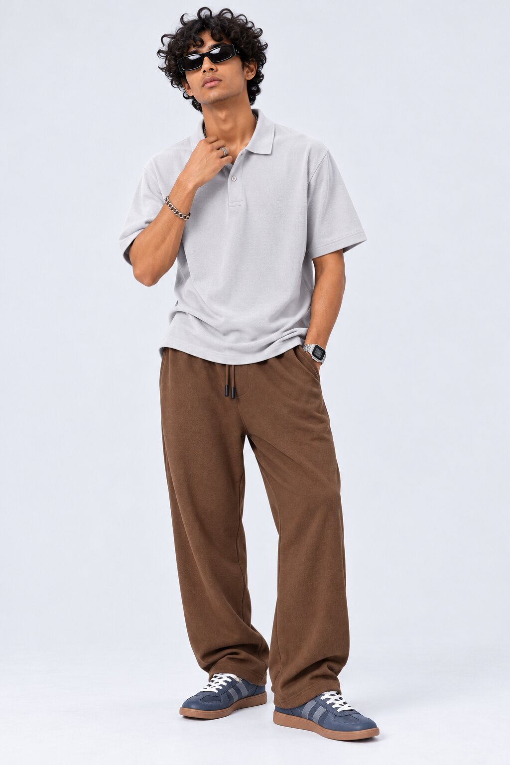 Mens Solid Brown Relaxed Fit Track Pant - Image 5