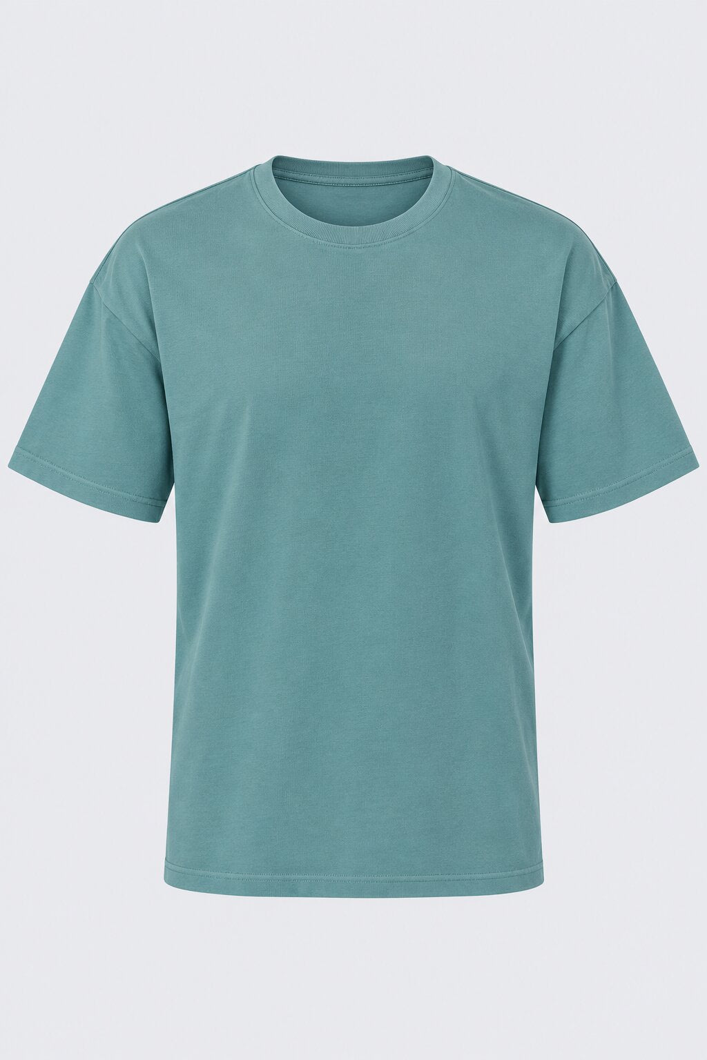 Mens Teal Solid Regular Fit T-Shirt - Image 7