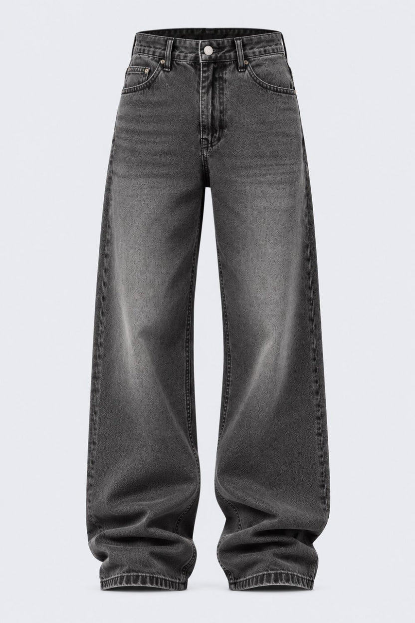Charcoal Solid Baggy Fit Jeans - Image 7