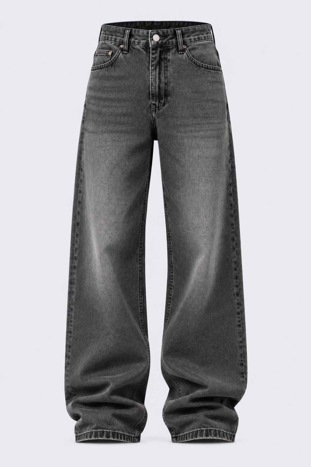 Charcoal Solid Baggy Fit Jeans - Image 7