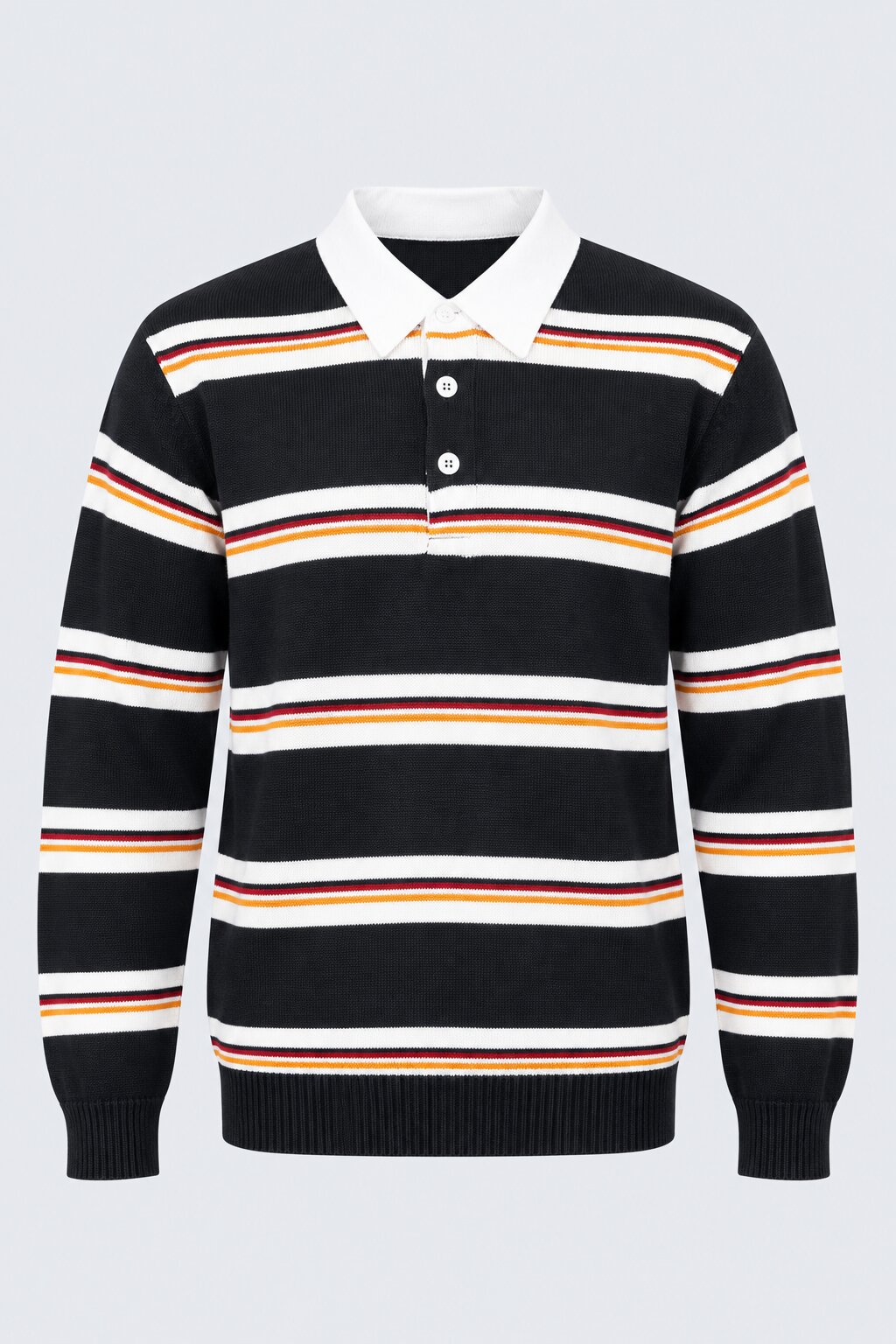 Mens Navy and White Striped Polo Sweater - Image 7