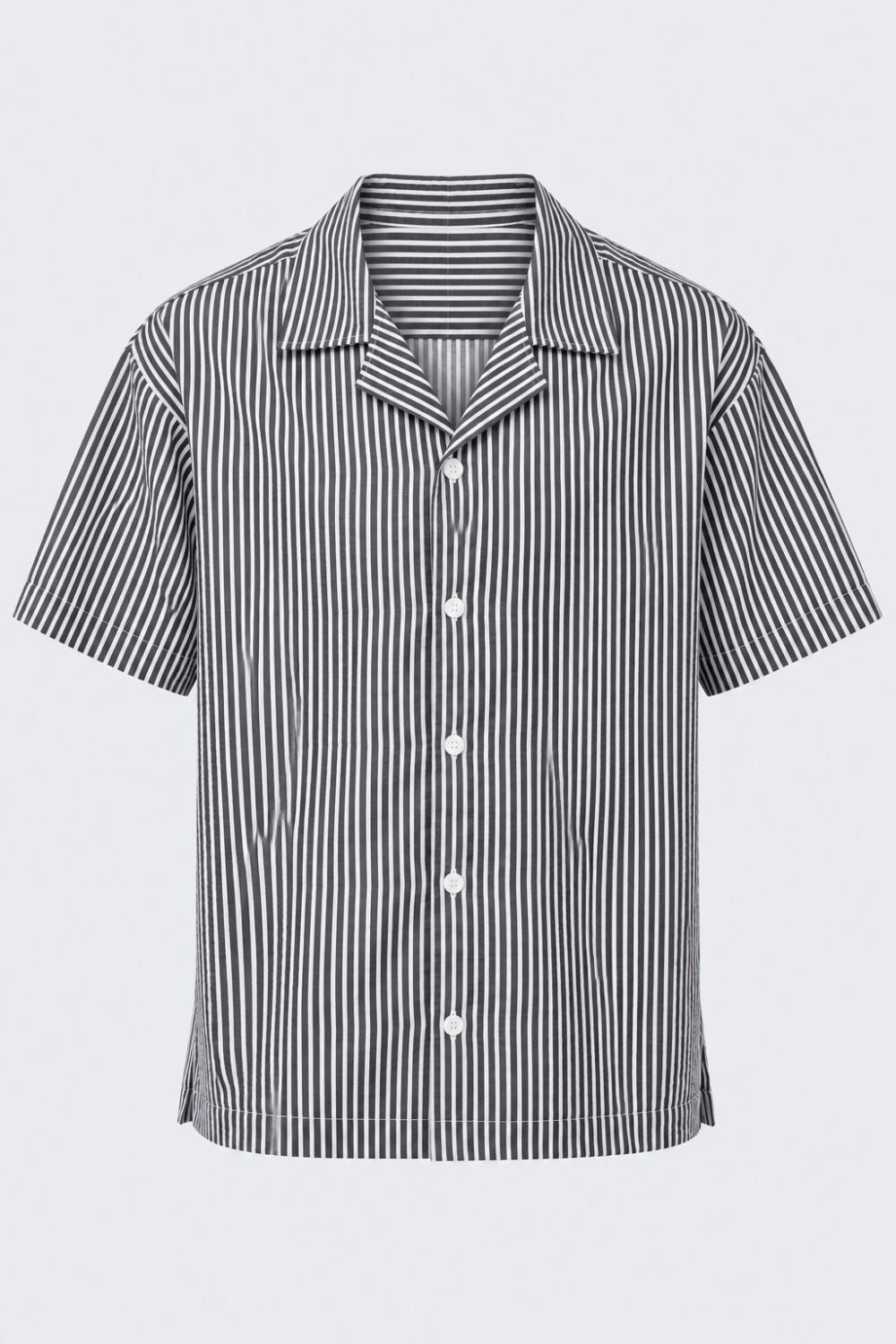 Mens Charcoal and White Striped Lounge Shirt - Image 5