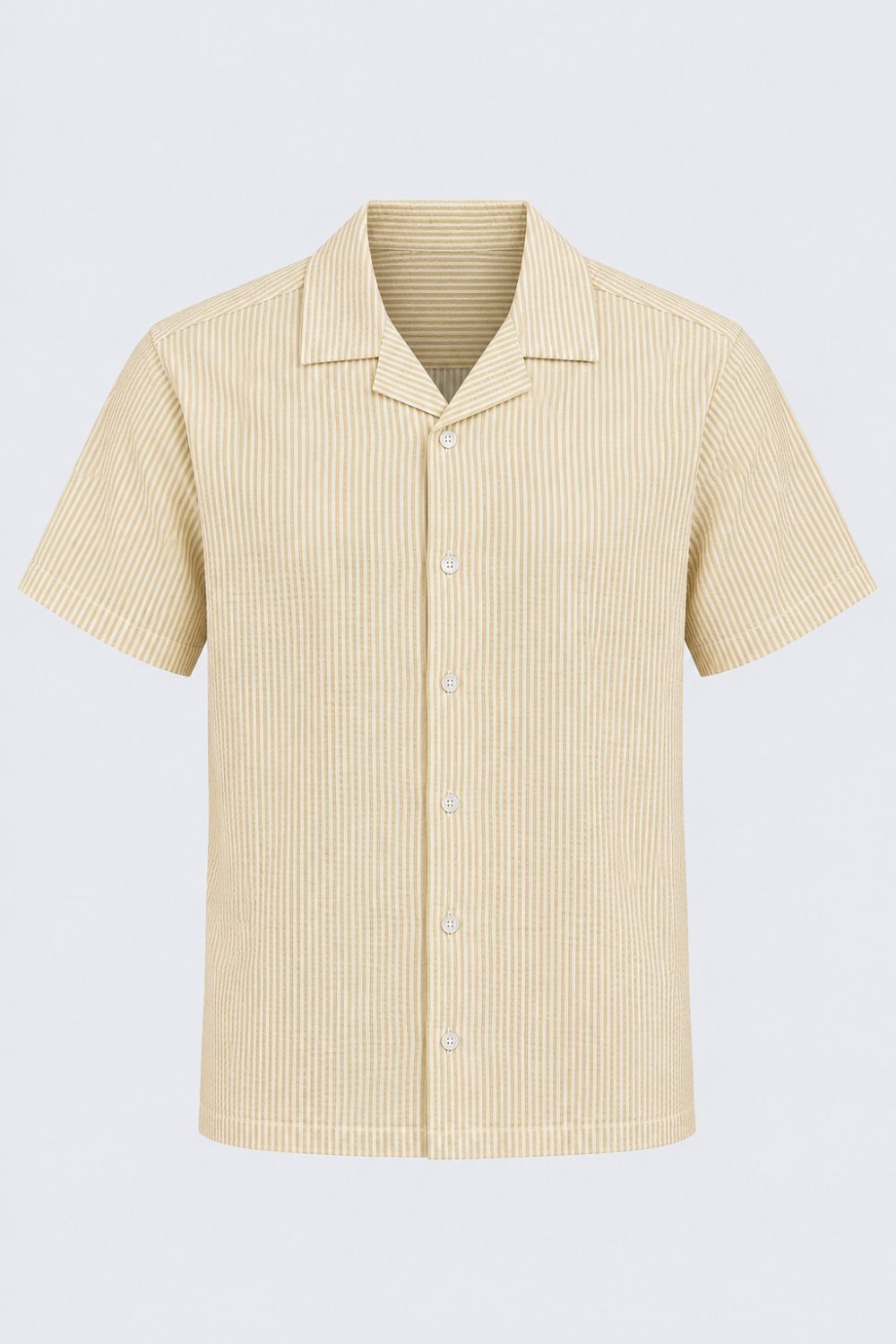 Mens Yellow and White Striped Regular Fit Shirt - Image 6