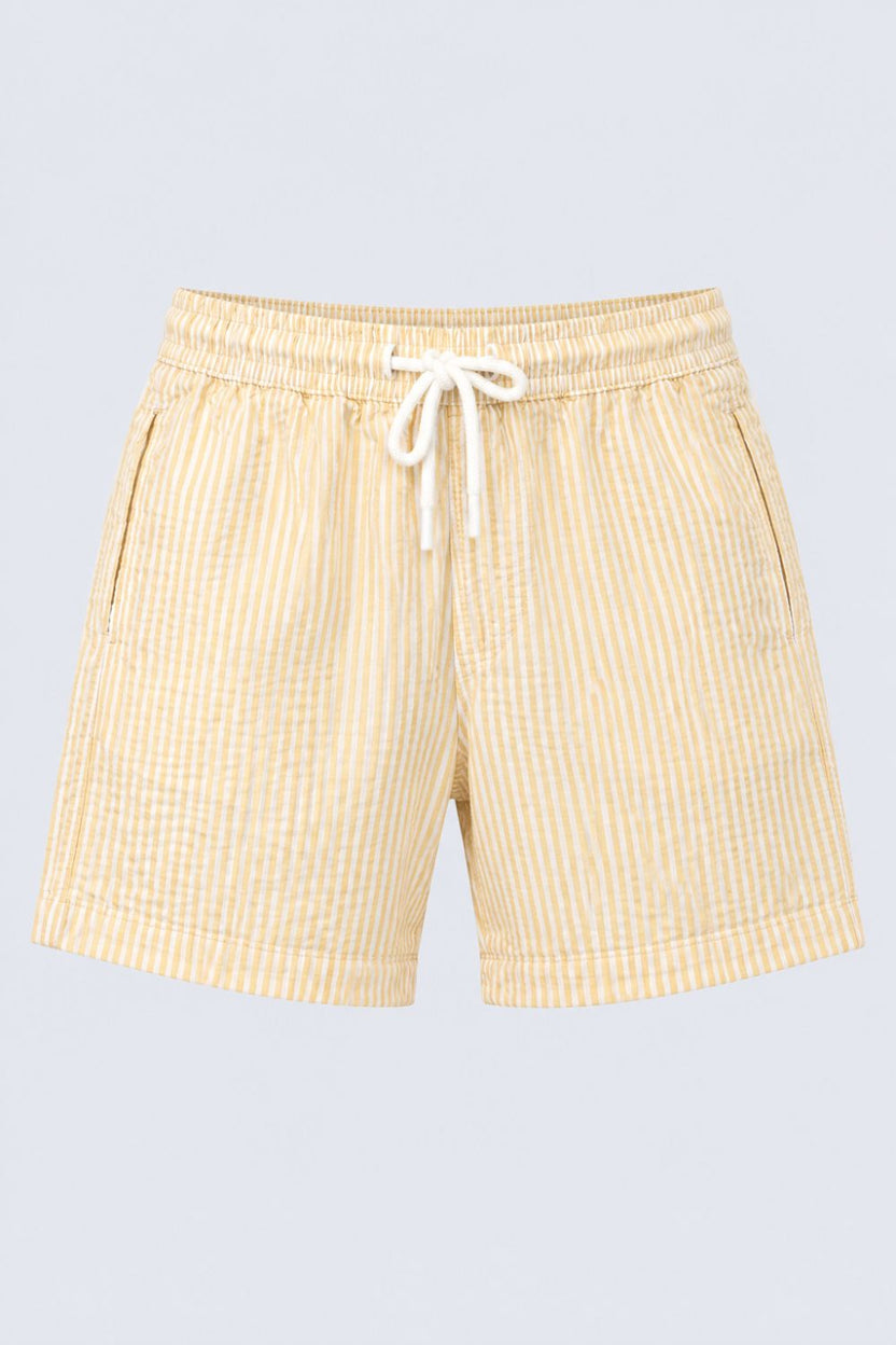 Mens Yellow and White Striped Drawstring Lounge Shorts - Image 6