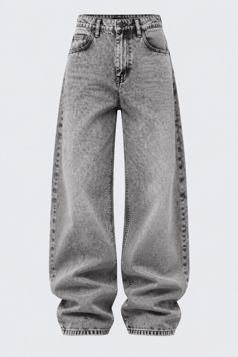 Mens Grey Solid Barrel Fit Jeans - Image 5