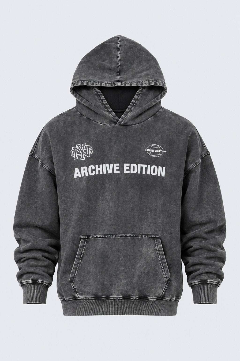 Mens Charcoal Typography Printed Hoodie - Image 7