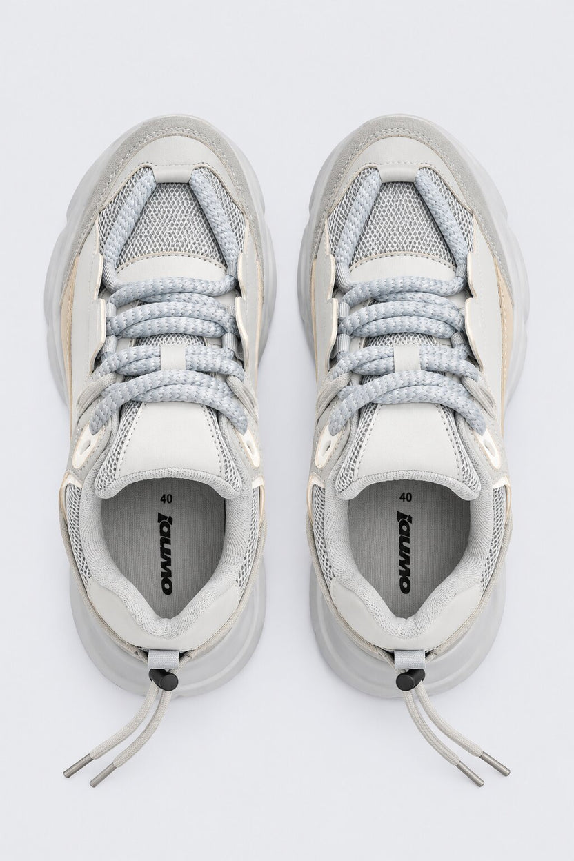 Mens Solid Grey Chunky Sole Sneaker - Image 2