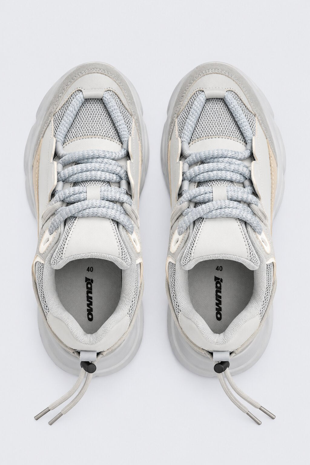Mens Solid Grey Chunky Sole Sneaker - Image 2