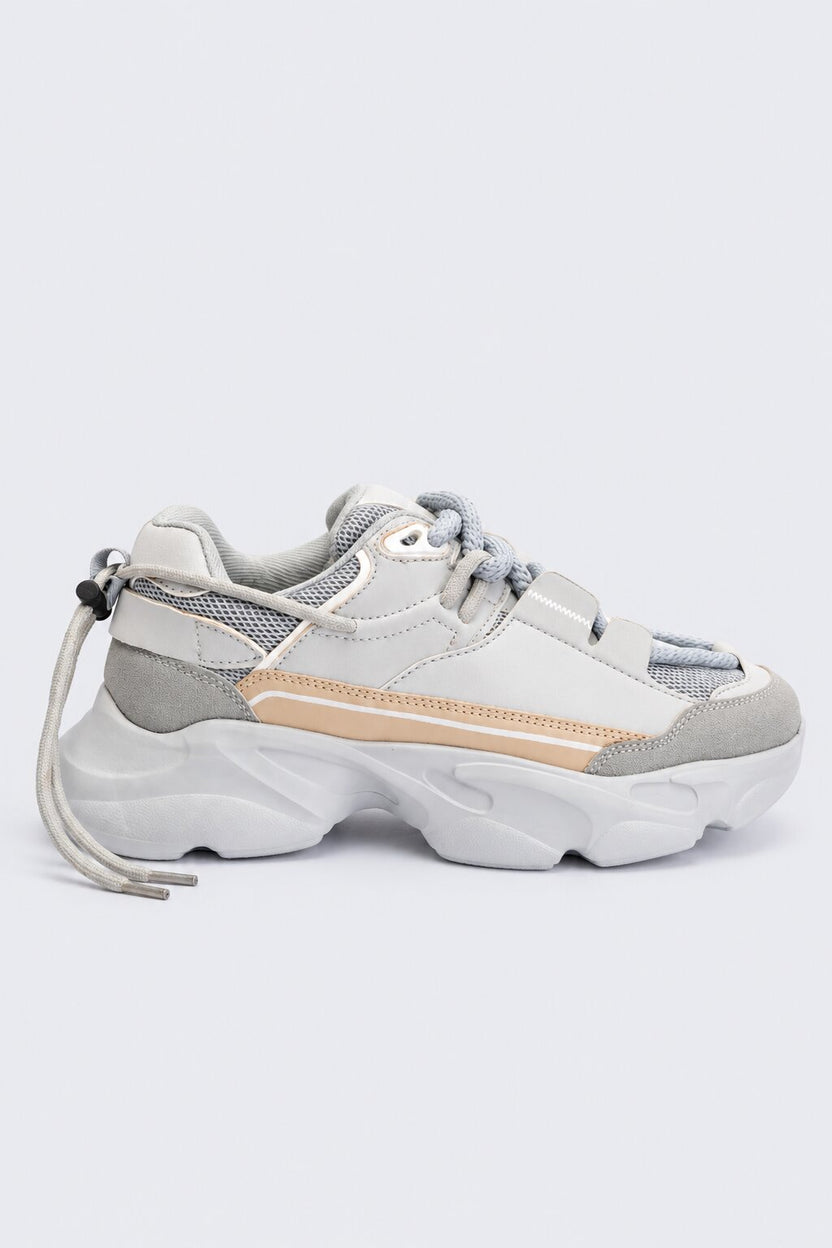 Mens Solid Grey Chunky Sole Sneaker - Image 4