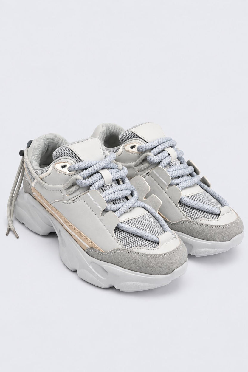 Mens Solid Grey Chunky Sole Sneaker - Image 6