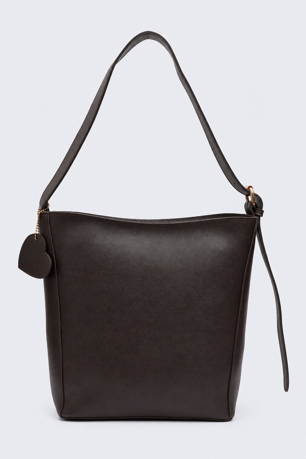 Womens Solid Brown Heart Charm Tote Bag - Image 2