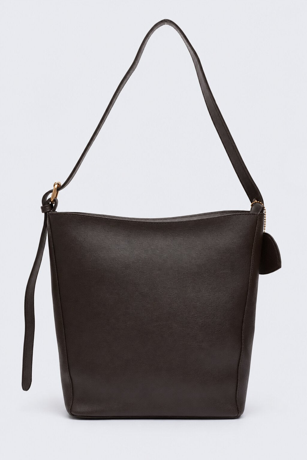 Womens Solid Brown Heart Charm Tote Bag - Image 6