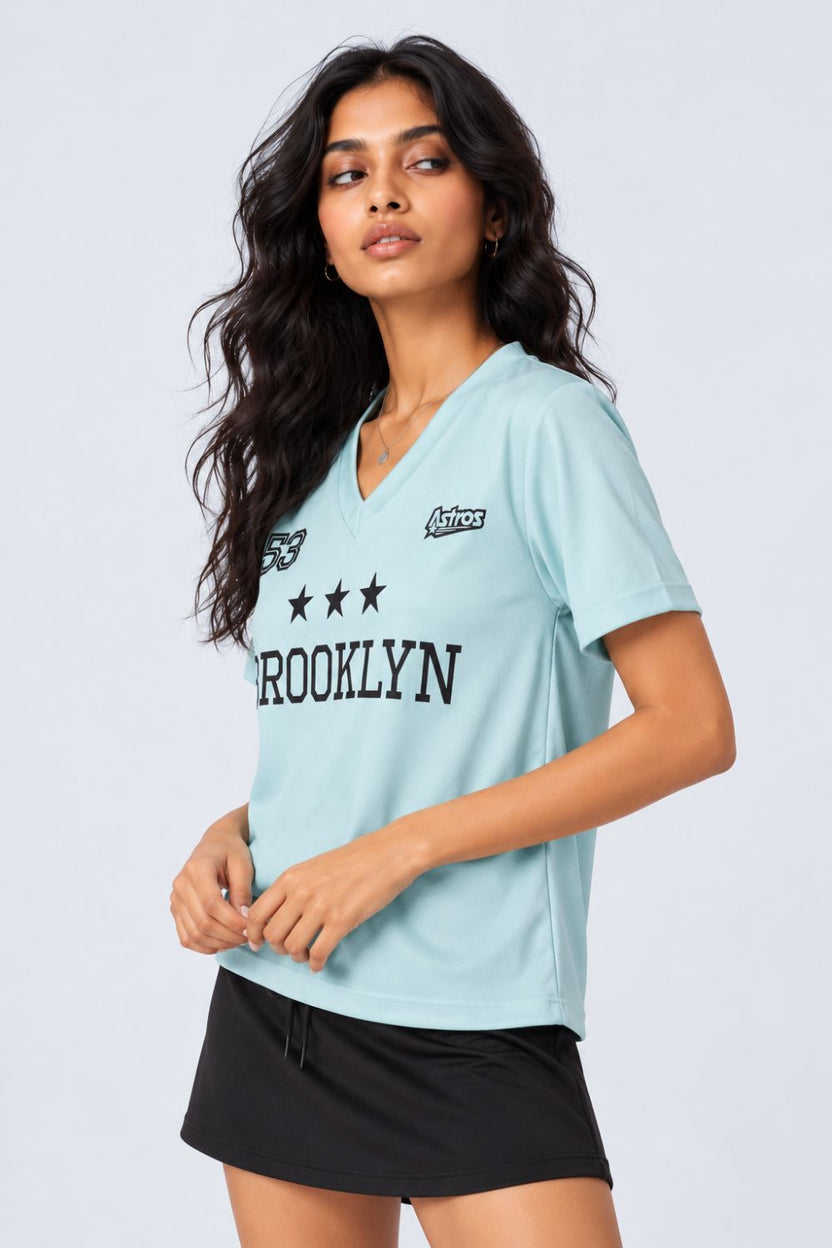 Green Brooklyn Typography Sports Print T-Shirt - Image 4
