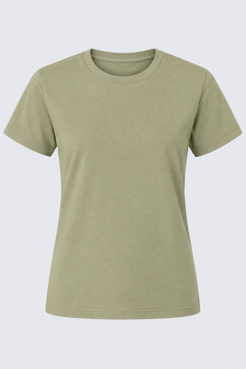 Womens Solid Olive Green Solid T-Shirt - Image 7