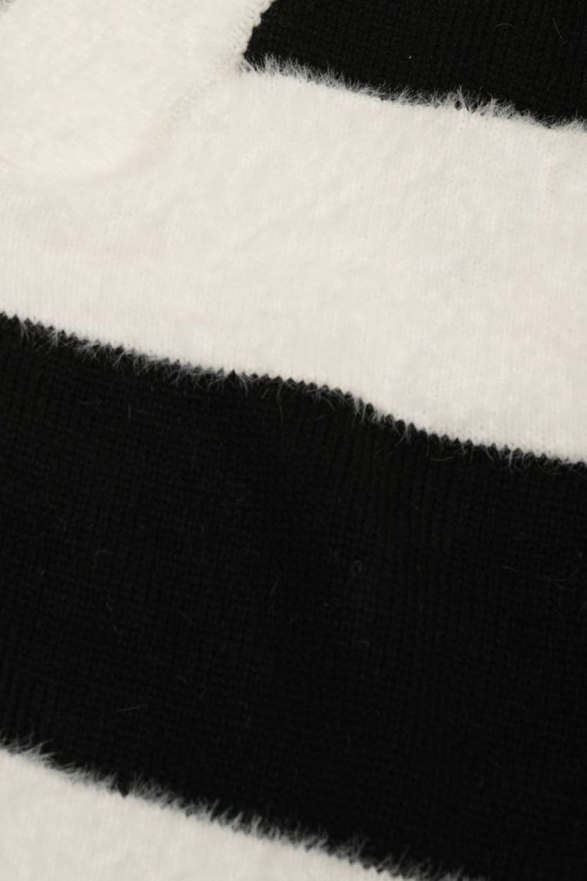 Black and White Striped Collared Sweater - Image 8
