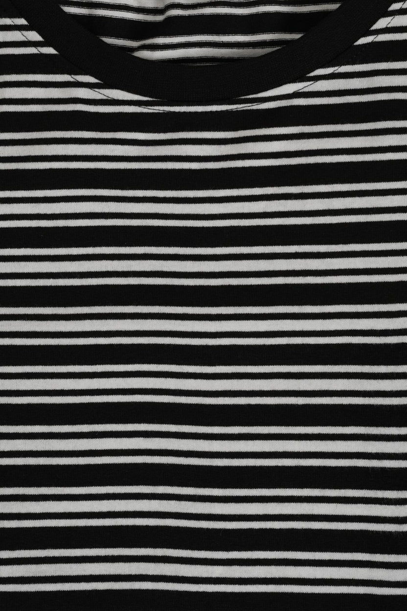 Womens Black and White Striped Ribbed T-Shirt - Image 8