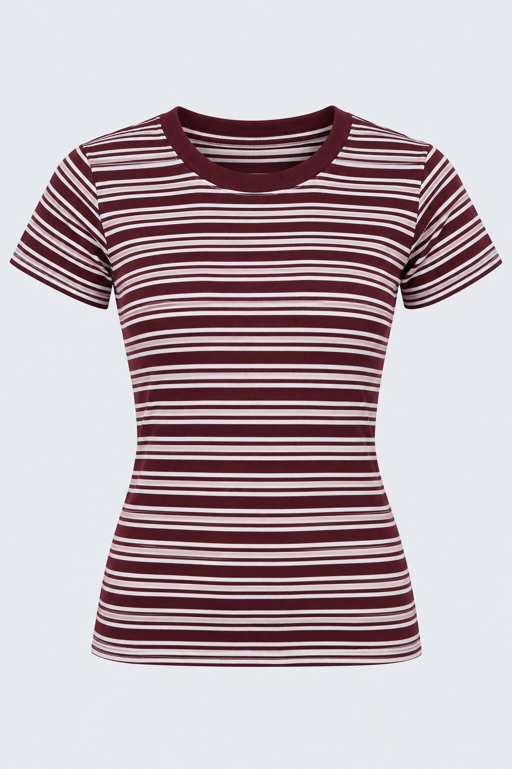 Womens Brown and White Striped Ribbed T-Shirt - Image 7