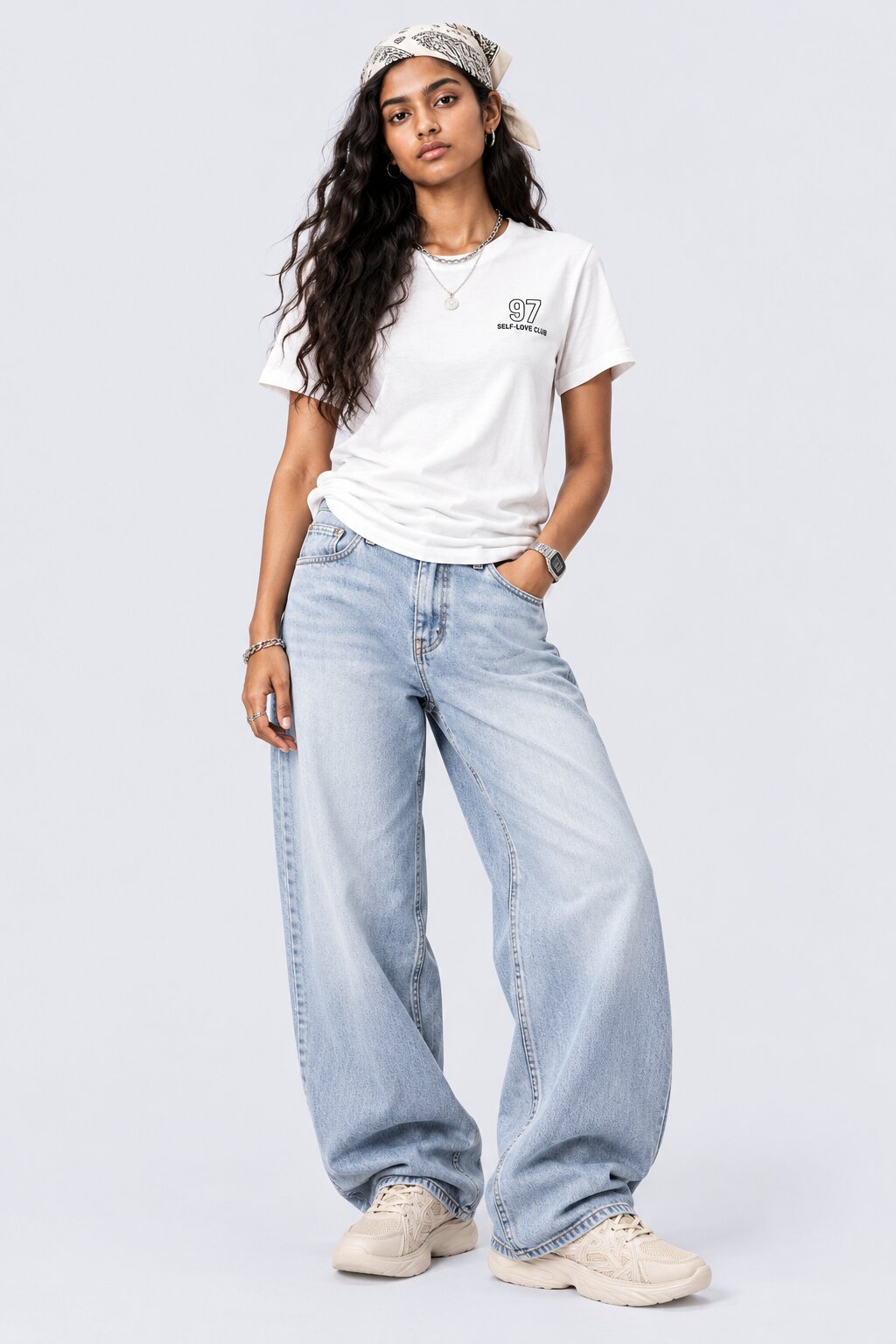 White Self-Love Club Typography Print T-Shirt - Image 6