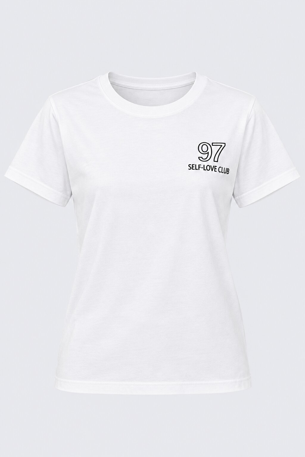 White Self-Love Club Typography Print T-Shirt - Image 7