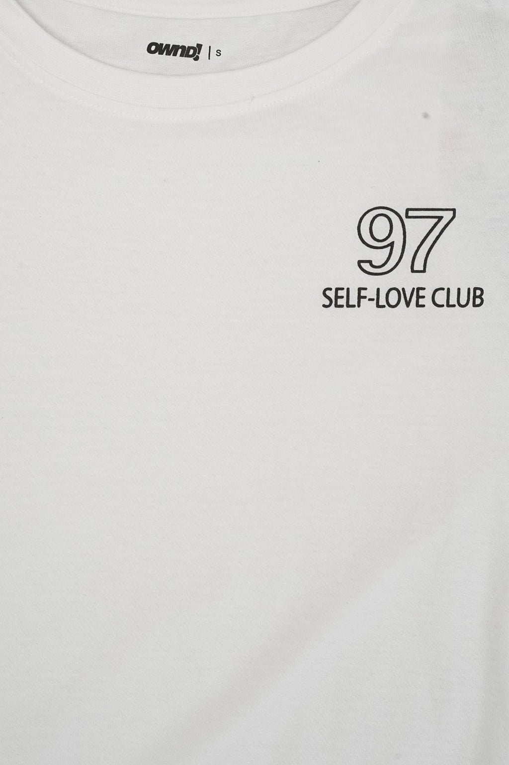 White Self-Love Club Typography Print T-Shirt - Image 8