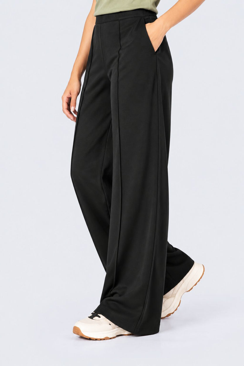 Womens Solid Black Straight Fit Trouser - Image 2