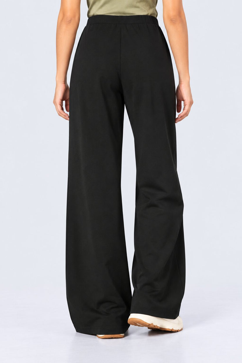 Womens Solid Black Straight Fit Trouser - Image 4