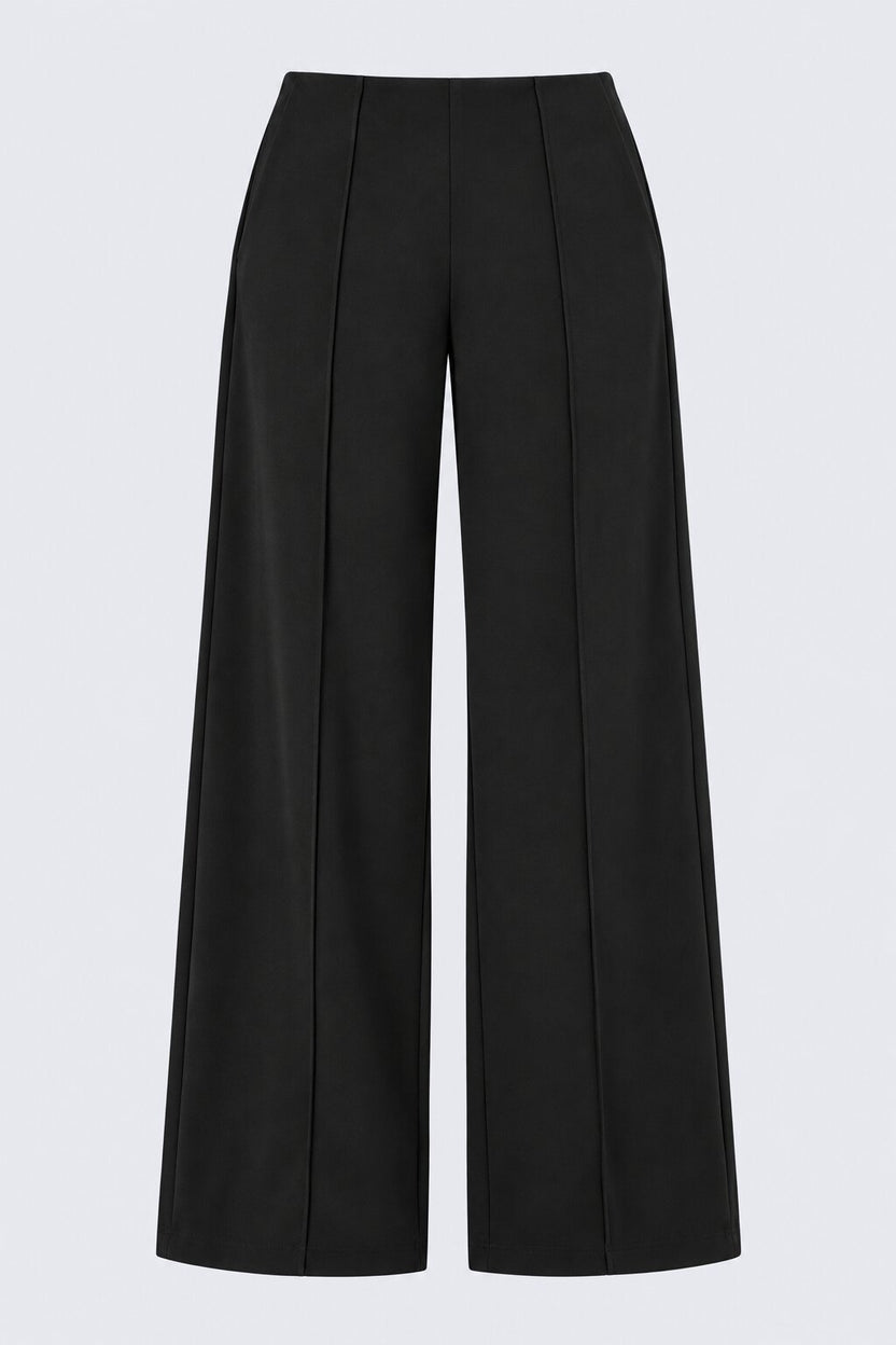 Womens Solid Black Straight Fit Trouser - Image 6