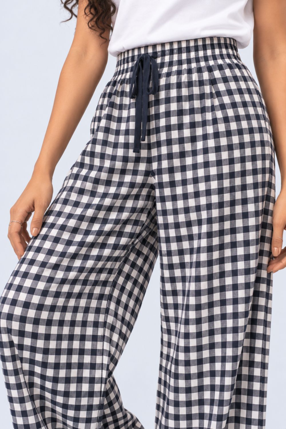 Navy Gingham Checked Lounge Pant - Image 3