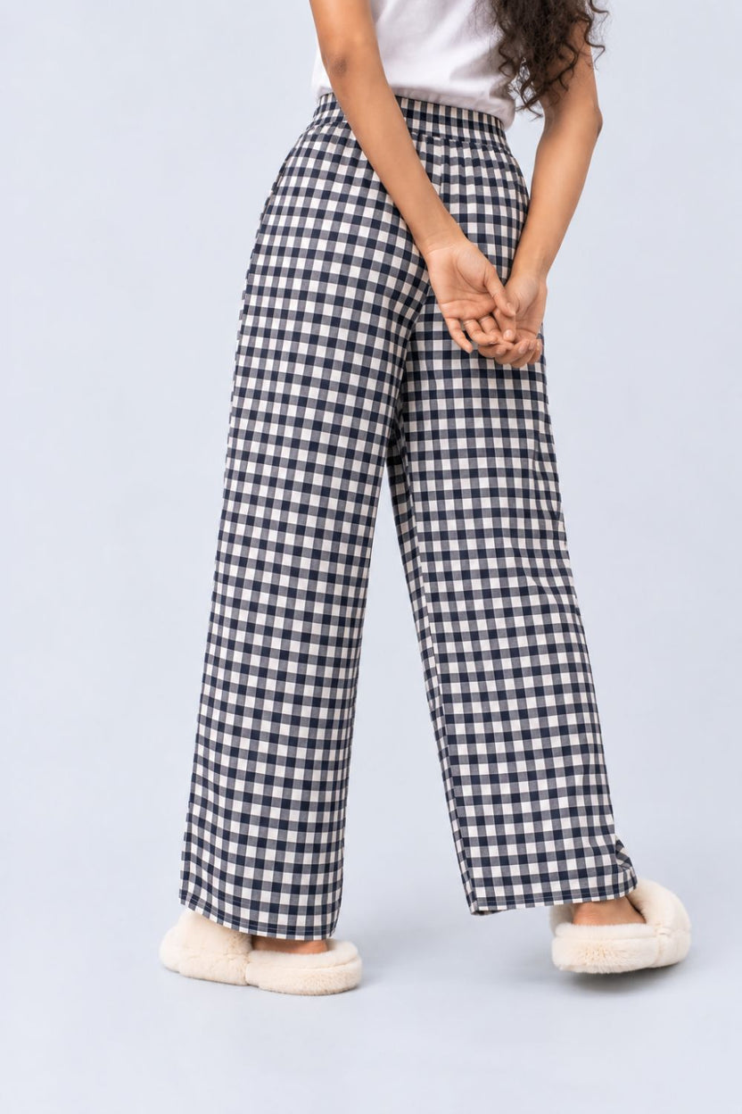 Navy Gingham Checked Lounge Pant - Image 5