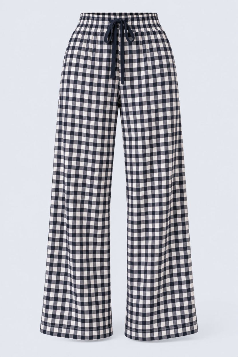 Navy Gingham Checked Lounge Pant - Image 7