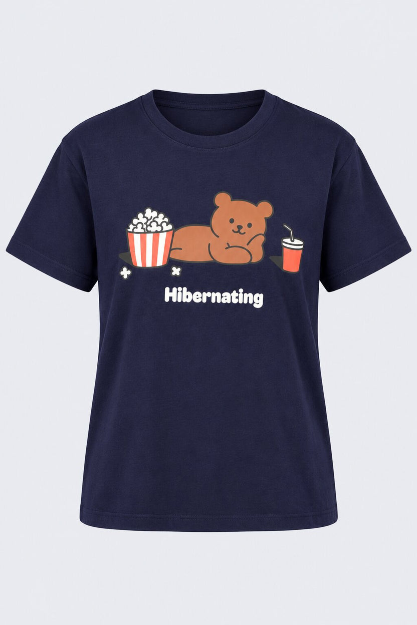 Womens Navy Bear Graphic Sleep T-Shirt - Image 7